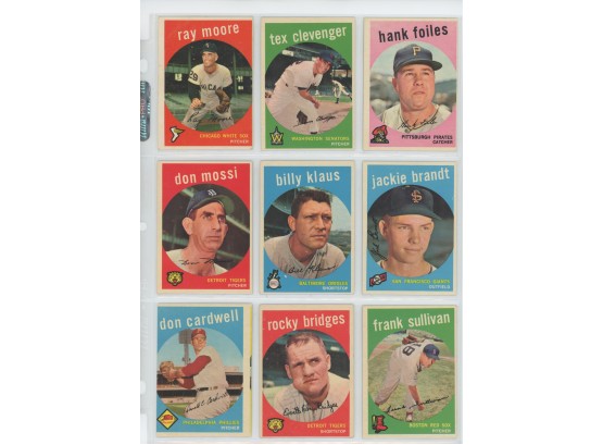 Lot Of (9) 1959 Topps Baseball Cards