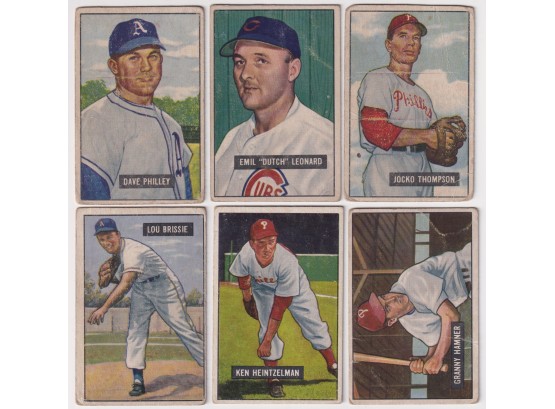 Lot Of (6) 1951 Bowman Baseball Cards