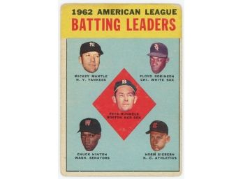 1963 Topps AL Batting Leaders W/ Mickey Mantle