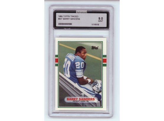1989 Topps Traded Barry Sanders Rookie AGS 9