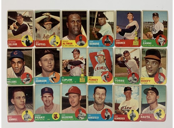 Lot Of (18) 1963 Topps Baseball Cards