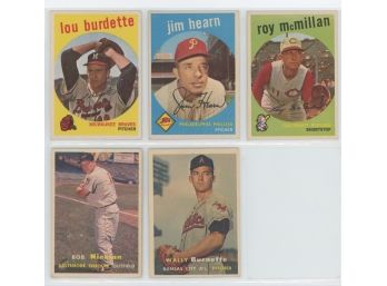 (5) Card 1957/1959 Topps Baseball Card Lot