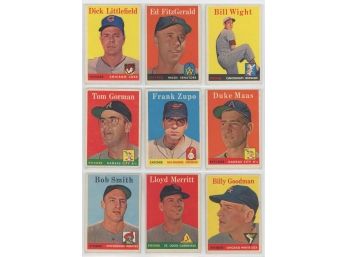 Lot Of (9) 1958 Topps Baseball Cards