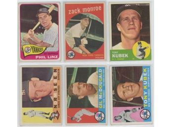Lot Of (6) 1960s NY Yankees Baseball Cards
