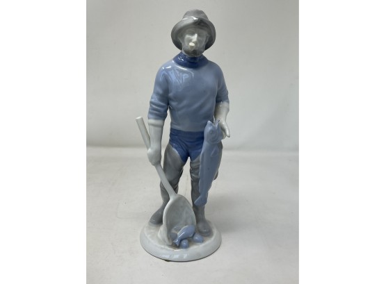 Large Gerold Porzellan Figurine Of A Fisherman - Made In West Germany