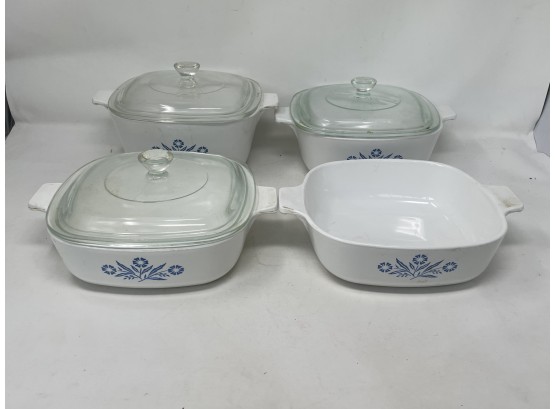 Corning Ware Baking Dishes Made In USA In Blue Cornflower Pattern
