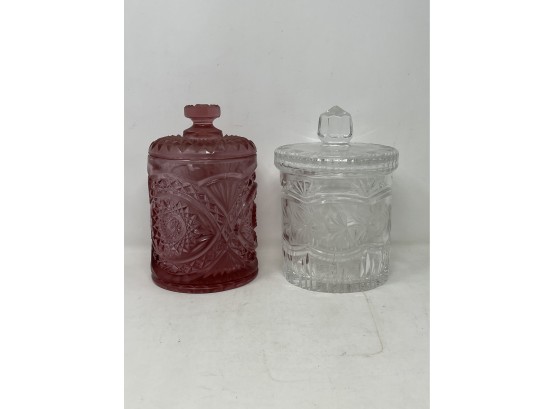 Pair Of Antique Glass Canisters - Beautiful!