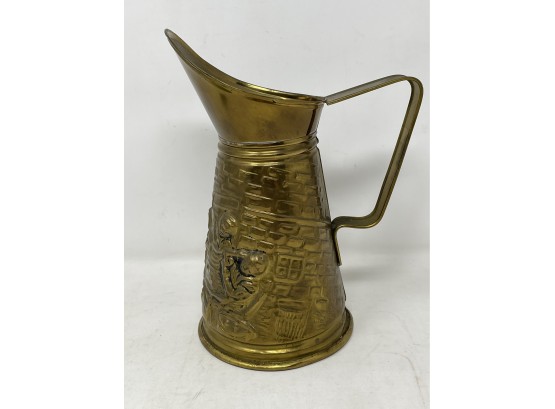 Vintage Ornate Brass Pitcher Marked DMG England