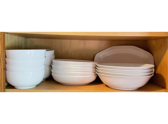 Assorted White Porcelain Bowls And One Small Platter As Pictured