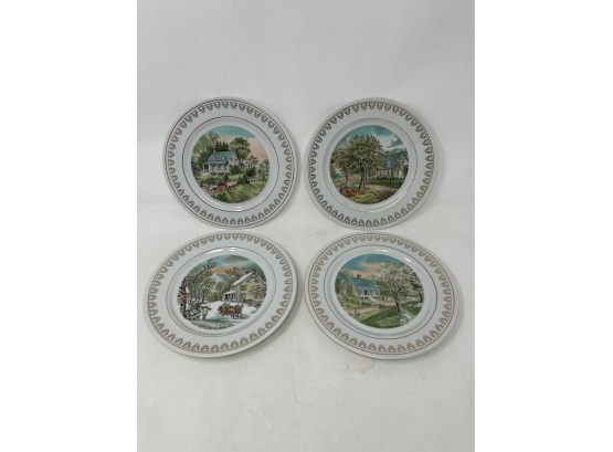 Collection Of Currier And Ives Plates In Good Condition