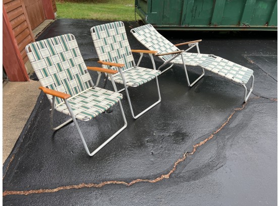 Trio Of Vintage Lawn Chairs Including One Lounge