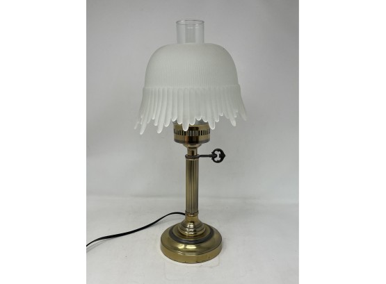 Unique Brass Table Lamp With Frosted Glass Shade