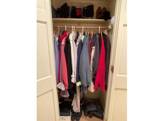 Large Closet Lot Of Assorted Womens Outerwear And Footwear