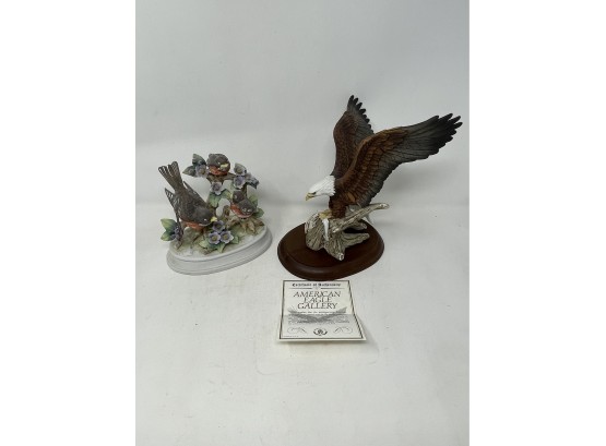 American Eagle Gallery Porcelain Figure With COA With Porcelain Bird Figures