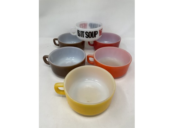 Collection Of Fireking Soup Bowls With Handle