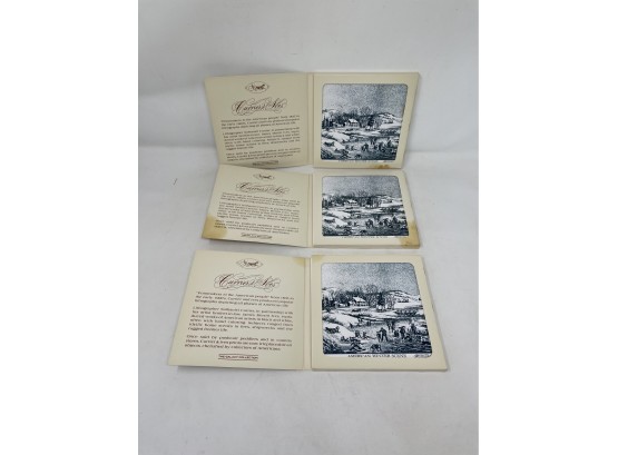 Vintage Currier And Ives Printed Trivets In Original Packaging