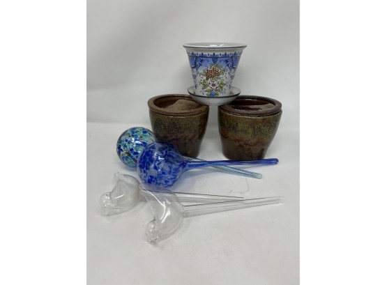 Collection Of Planters With Glass Waterers