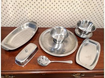 Large Assortment Of Stainless Serveware Including A Few Pieces Made In Denmark