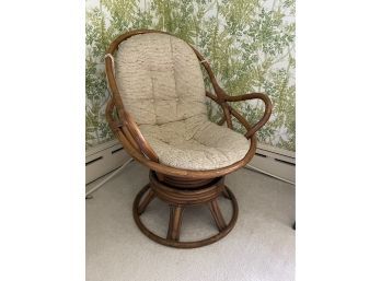 Vintage Mid Century Bamboo Rattan Swivel Rocking Papasan Style Chair