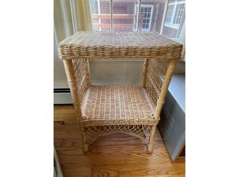 Two Tiered Brown Wicker Side Table
