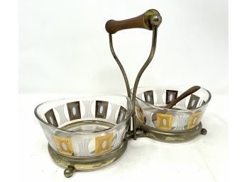 Vintage 1970s Condiment Caddy - Glassware Signed Fred Press
