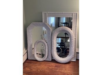 Collection Of White Wicker Mirrors In Various Sizes