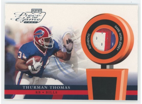 2002 Playoff Piece Of The Game Thurman Thomas 3 Color Game Used Patch
