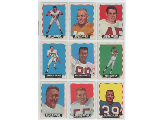 Lot Of (9) 1964 Topps Football Cards