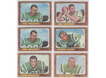 Lot Of (6) 1966 Topps NY Jets Football Cards