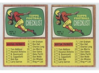 Lot Of (2) Unchecked 1966 Topps Football Checklists