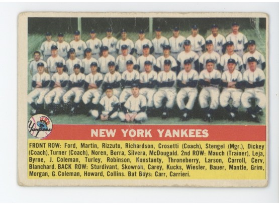 1956 Topps New York Yankees Team Card