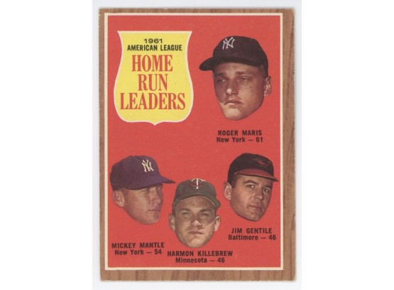 1962 Topps AL HR Leaders W/ Mickey Mantle And Roger Maris (Maris 61 HR Season)