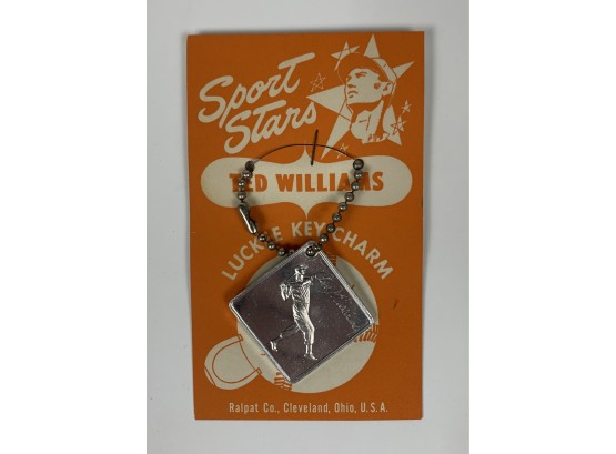 Original 1950s Sports Stars Luckee Key Charm Ted Williams On Card