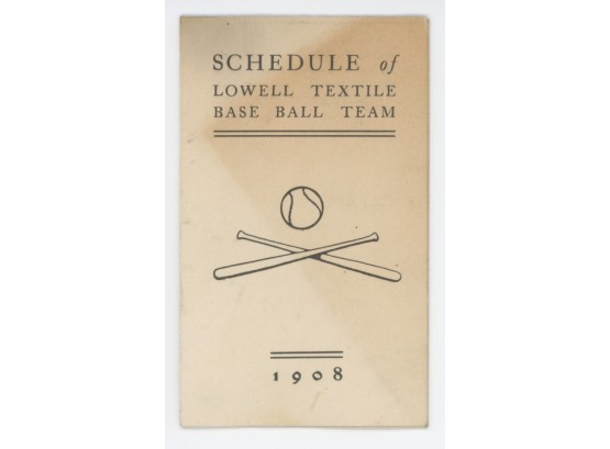 1908 Lowell, Massachusetts Baseball Schedule