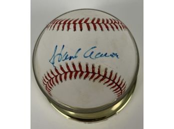 Hank Aaron And Eddie Mathews Dual Signed Baseball