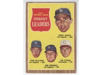 1962 Topps Strikeout Leaders W/ Koufax And Drysdale