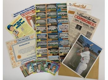 1975 Topps Sports Club Complete Send In W/ Uncut Sheet, Garvey Premium, All Paperwork And Cards!