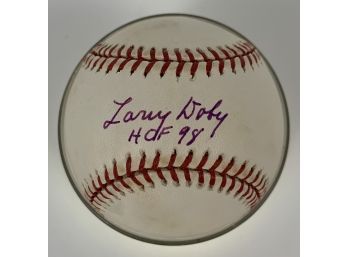 Larry Doby Signed Baseball W/ HOF '98 Inscription