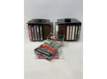 Two Vintage Cassette Caddies With Cassettes - Untested