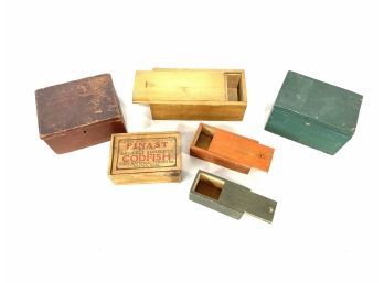 Collection Of Small Vintage Wooden Boxes