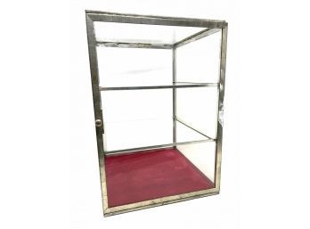 Antique Countertop Display Case With Velvet Bottom Lining