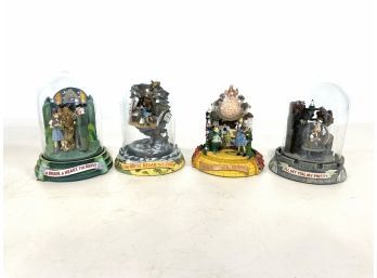 Franklin Mint Limited Edition Wizard Of Oz Glass Dome Music Box Sculptures Lot Of 4