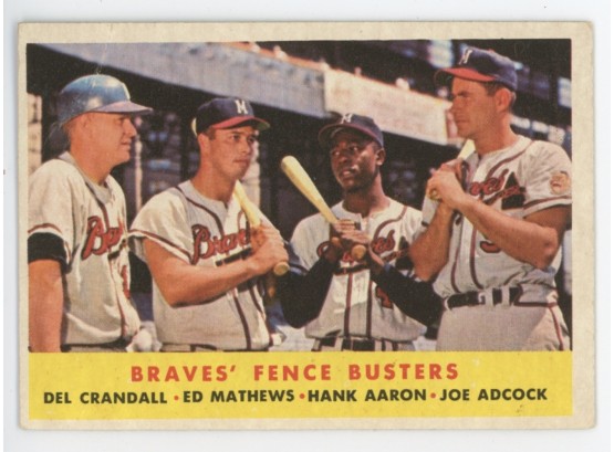 1958 Topps Hank Aaron/ Eddie Mathews/ Del Crandall Joe Adcock 'brave's Fence Busters'