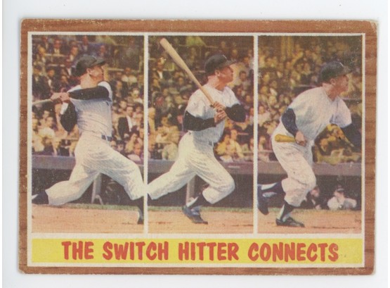 1962 Topps Mickey Mantle Switch Hitter Connects