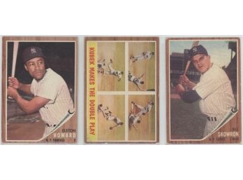 1962 Topps NY Yankees (3) Card Lot