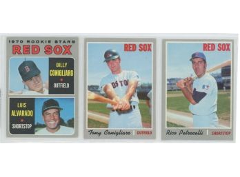 Lot Of (3) 1970 Topps Boston Red Sox