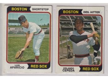 1974 Topps Red Sox (2) Card Lot W/ Cepeda And Aparicio