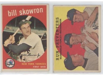 1959 Topps Ny Yankees (2) Card Lot