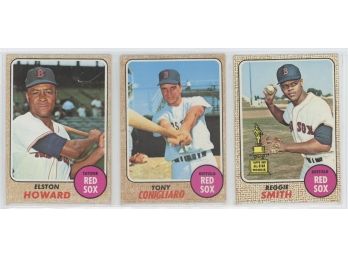 1968 Tops Boston Red Sox (3) Card Lot