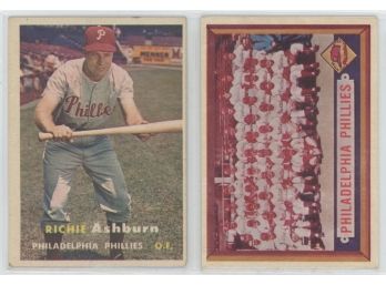1957 Topps Richie Ashburn And Phillies Team Card